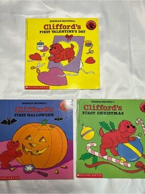 Vintage 1995 Clifford’s First Holidays Books Lot 3 Valentine Halloween Xmas